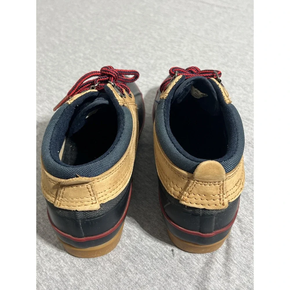 Lands' End Duck Shoes Mens Size 7 Tan‎ Black Leather Rubber Rain Low Traction